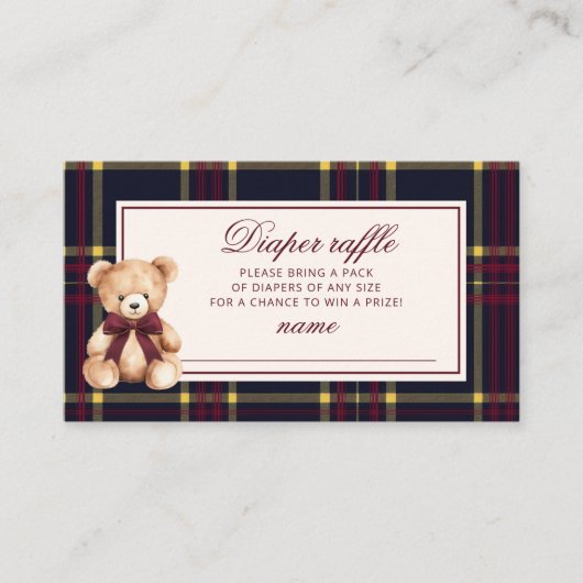 Polo Teddy Bear Luier Raffle Wijn Rood Palid Informatiekaartje (Voorkant)