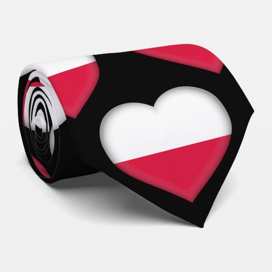 Pologne Drapeau couleurs Motif de coeur Cravate (Roulé)
