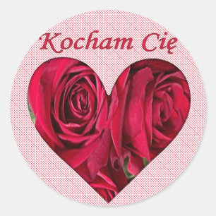Polonais Aimez-vous Rouge Roses Sticker rond