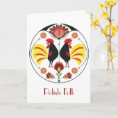 Polonais Avec Coq Décoratif, Carte De Voeux (Fleur jaune)