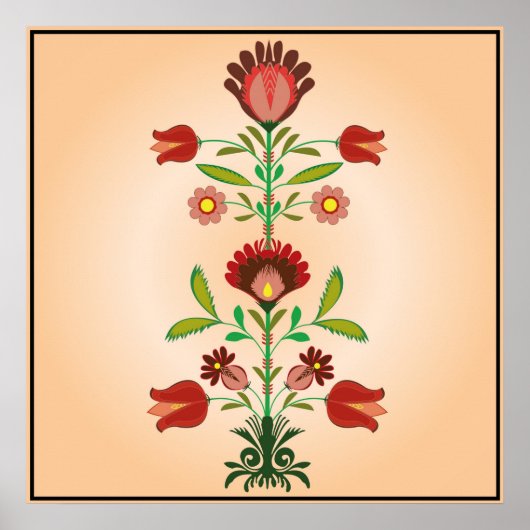 Polonais Broderie Fleurs Motif, Poster (Devant)