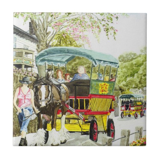 "Polperro Horse Bus"-tegel Tegeltje (Voorkant)
