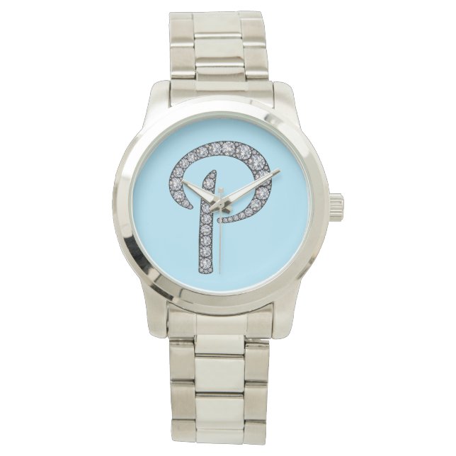 Polshorloge met P-monogram bling Horloge (Voorkant)