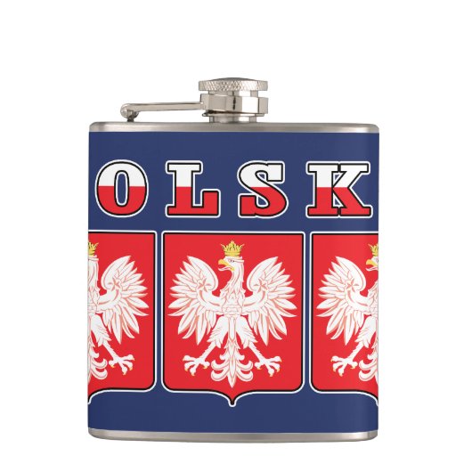 Polska Eagle Flag Shields Heupfles (Voorkant)