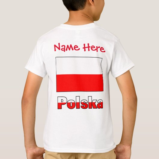 Polska en Poolse vlag Rode Personalisatie T-shirt (Achterkant)