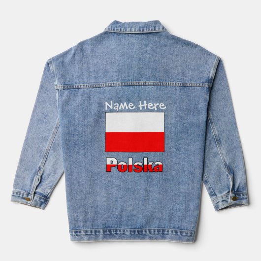 Polska en Poolse vlag Witte Personalisatie Denim Jacket (Achterkant)
