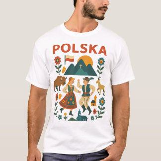 Polska Folk Mountain Flat Art T-shirt