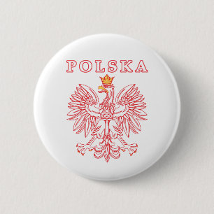 Polska met rode Poolse adelaar Ronde Button 5,7 Cm