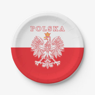 Polska met Rood Pools Eagle Papieren Bordje