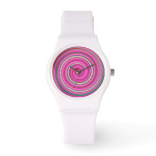 Polsthorloge roze spiraalpatroon horloge