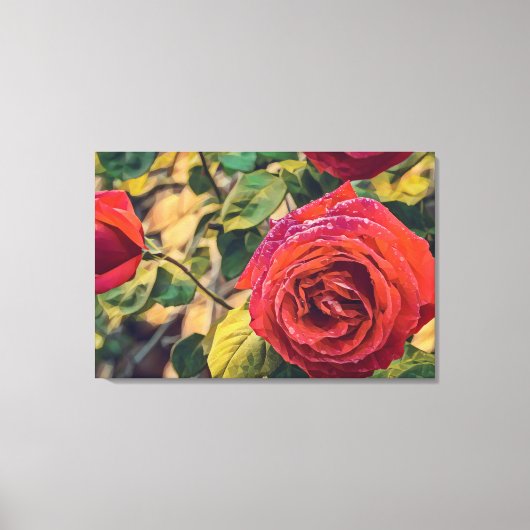 POLY ART van een roos op uitgerekt canvasafdruk Canvas Afdruk (Voorkant)