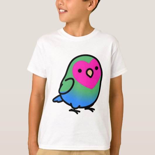 "Poly Polly" Polyseksuele LGBT+ Pride Lovebird T-shirt (Voorkant)