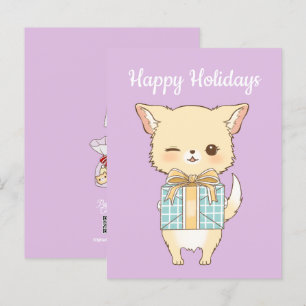 Poly-Pom Prettige feestdagen Winking Golden Pom Briefkaart