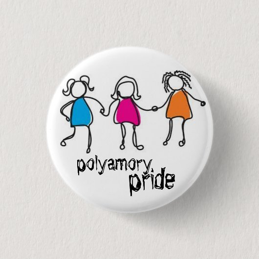 polyamoridepridepen ronde button 3,2 cm (Voorkant)
