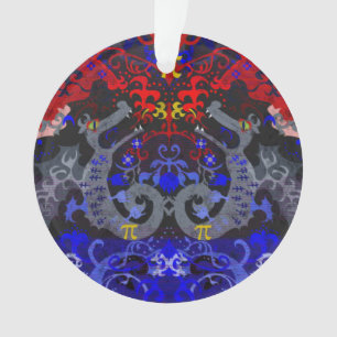 Polyamory Dragon Damask in Poly Pride Flag Colors Ornament