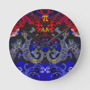 Polyamory Dragon Damask in Poly Pride Flag Colors Ronde Klok