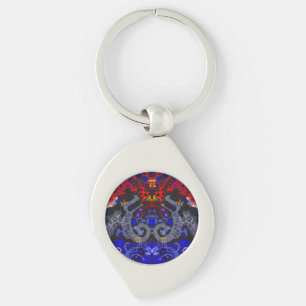 Polyamory Dragon Damask in Poly Pride Flag Colors Sleutelhanger