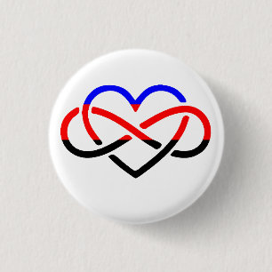 Polyamory Infinity Heart Button Pin