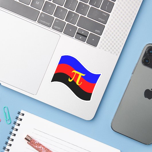 Polyamory Pride symbool golvende vlag Sticker (Laptop met iPhone)