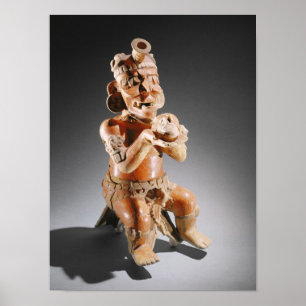 Polychrome tweedelige beeldenboten, misschien poster