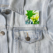 Polychromosoom #2B door Michael Moffa Vierkante Button 5,1 Cm (In situ)