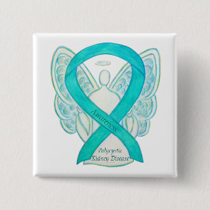 Polycysteus Nierziektebewustzijn Angel Art Pins Vierkante Button 5,1 Cm