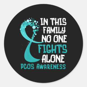 Polycysteus ovariumsyndroom PCOS Blauwgroen lint H Ronde Sticker