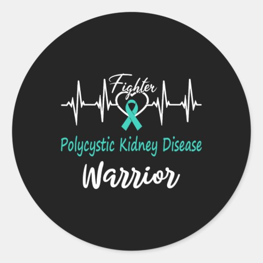 Polycystische nierziekte PKD Warrior Heartbeat Fi Ronde Sticker (Voorkant)