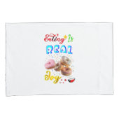 Polyester Eten Is Echt Plezier Kussensloop (Voorkant-Rechts)