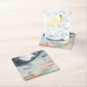 Polyfonisch Zee - Beige Vierkante Kartonnen Onderzetter (Insitu)