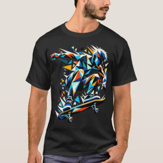 Polygon Art Skateboarder Skateboard Skateboard T-shirt