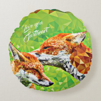 Polygon Fox Ouder en Kind Rond Kussen