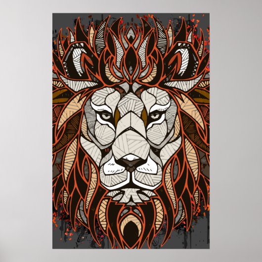 Polygon Lion | Colorful Drawing | Lion Poster (Devant)