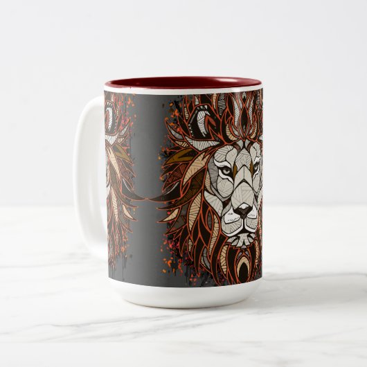 Polygon Lion | Kleurrijke tekening | Mok van Lion  (Voorkant links)