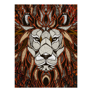 Polygon Lion Poster Glossy - Kleurrijke tekening Perfect Poster