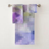 Polygonaal geometrisch violet paars blauw pixel sq bad handdoek (Insitu)