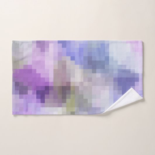 Polygonaal geometrisch violet paars blauw pixel sq bad handdoek (Handdoek)
