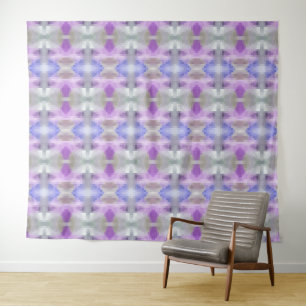 Polygonaal geometrisch violet paars blauw pixel sq wandkleed