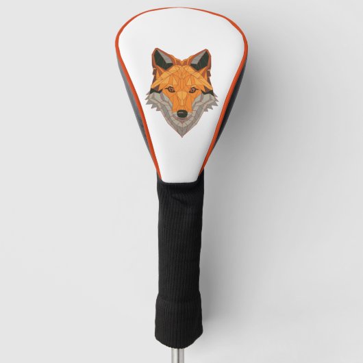 Polygonaal Oranje Fox Head Golfheadcover (Voorkant)