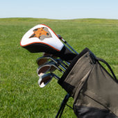Polygonaal Oranje Fox Head Golfheadcover (Insitu)