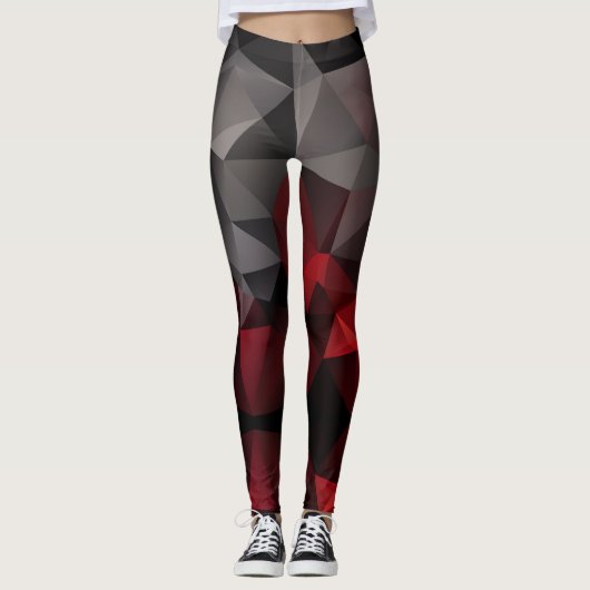 Polygonaal, zwart en rood leggings (Voorkant)