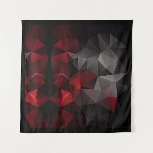 Polygonaal, zwart en rood wandkleed (Voorkant (horizontaal))