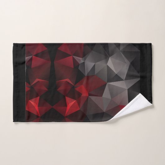 Polygonal, noir et rouge (Serviette à main)