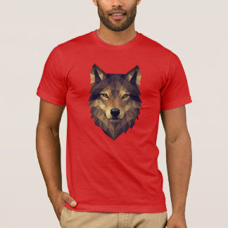 Polygonale Wolf Head Geometrische kunst in Earth T T-shirt