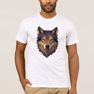 Polygonale Wolf Head Geometrische kunst in Earth T T-shirt