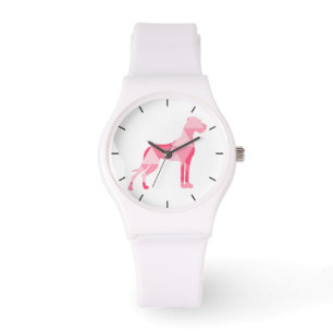 Polygoon Dog Great Dane Roze Horloge