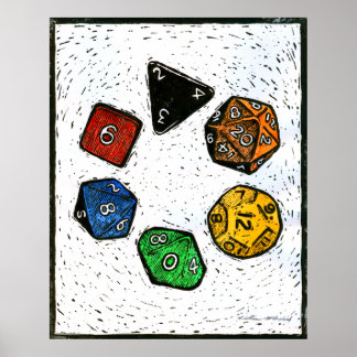 Polyhedron_dice-cirkel-lino-Outland_Arts-17inch-30 Poster
