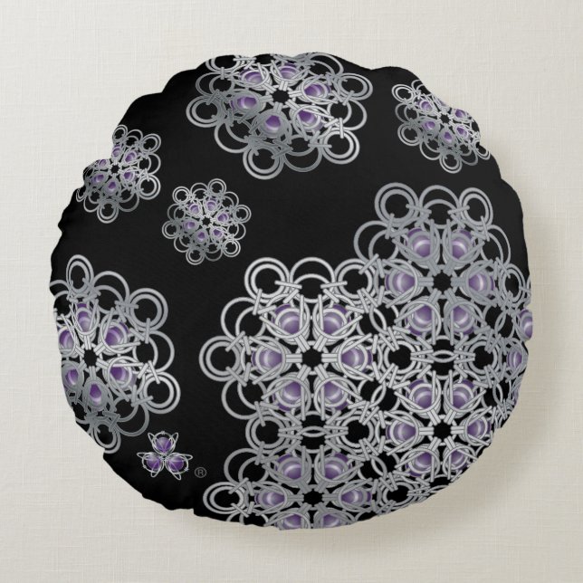 PolyHexaBloom Kettingkussen Rond Kussen (Voorkant)