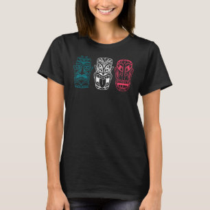 Polynesiaans Tiki Masker Drie Totems Hawaiian Maor T-shirt