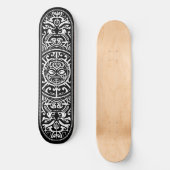 Polynesiaans tribaal gezicht zwart-wit skateboard (Voorkant)